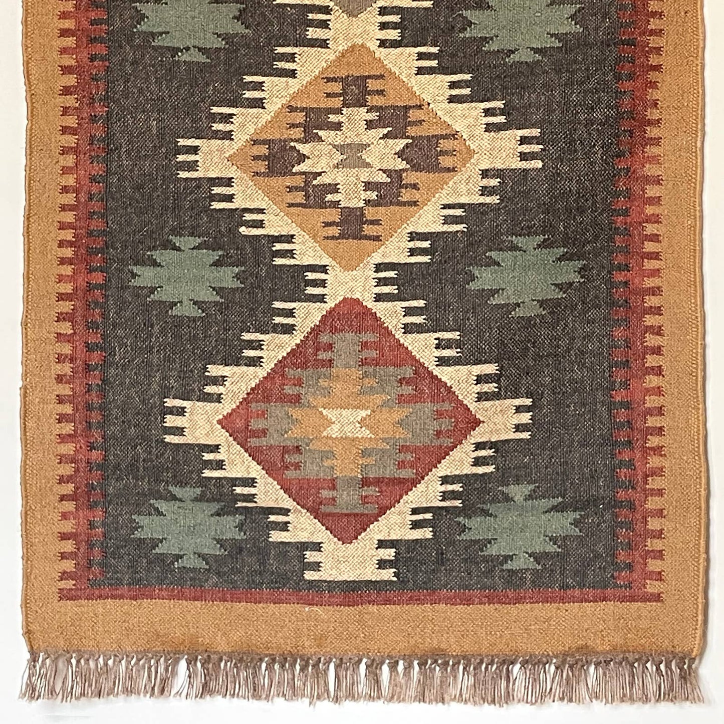3 x 5' Handmade Jute-Wool Kilim Rug