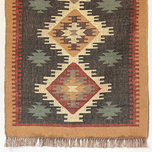 3 x 5' Handmade Jute-Wool Kilim Rug