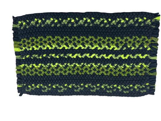 Strip Lime Green Wool Rug 20x33.5"