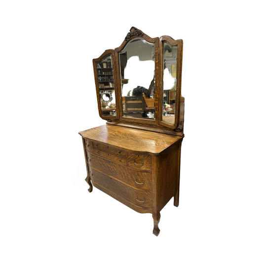 Antique Tri-Fold Mirror Dresser