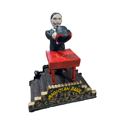 Vintage Cast Iron Magician Coin Bank