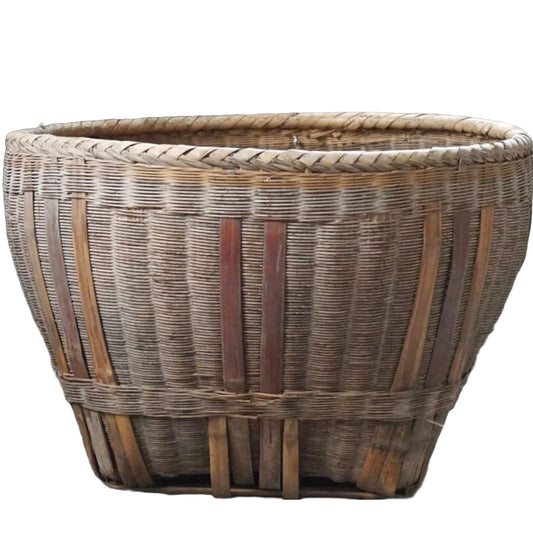 Large Antique Bamboo Rice Basket