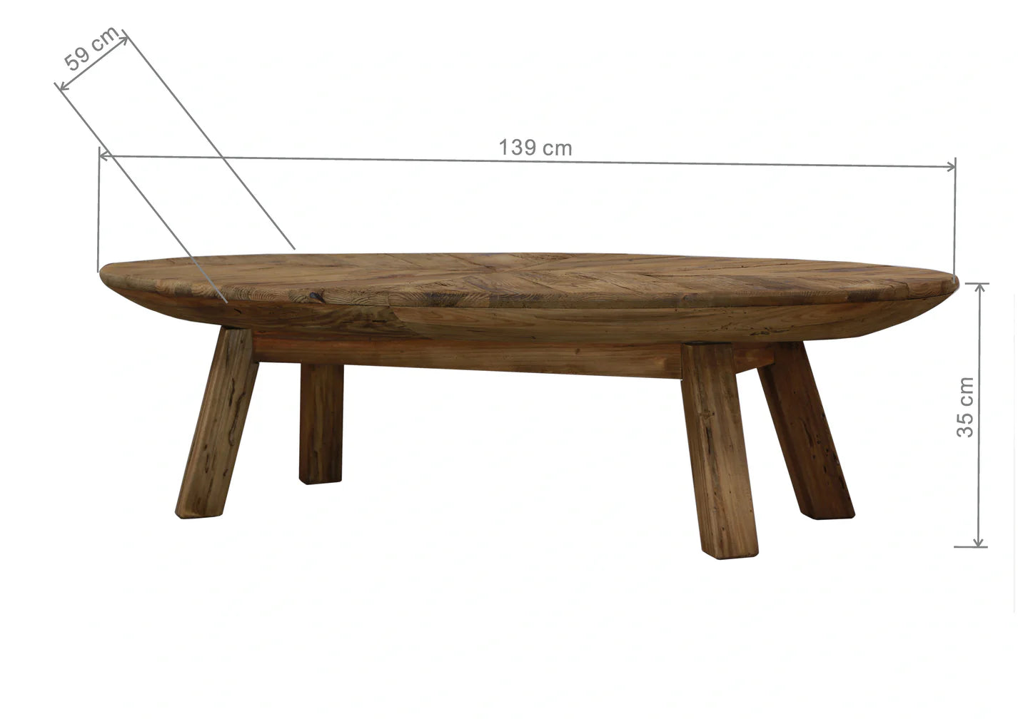 Reclaimed Pine Oval Coffee Table