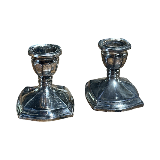 Vintage Silver Plated Candlestick Holder Pair