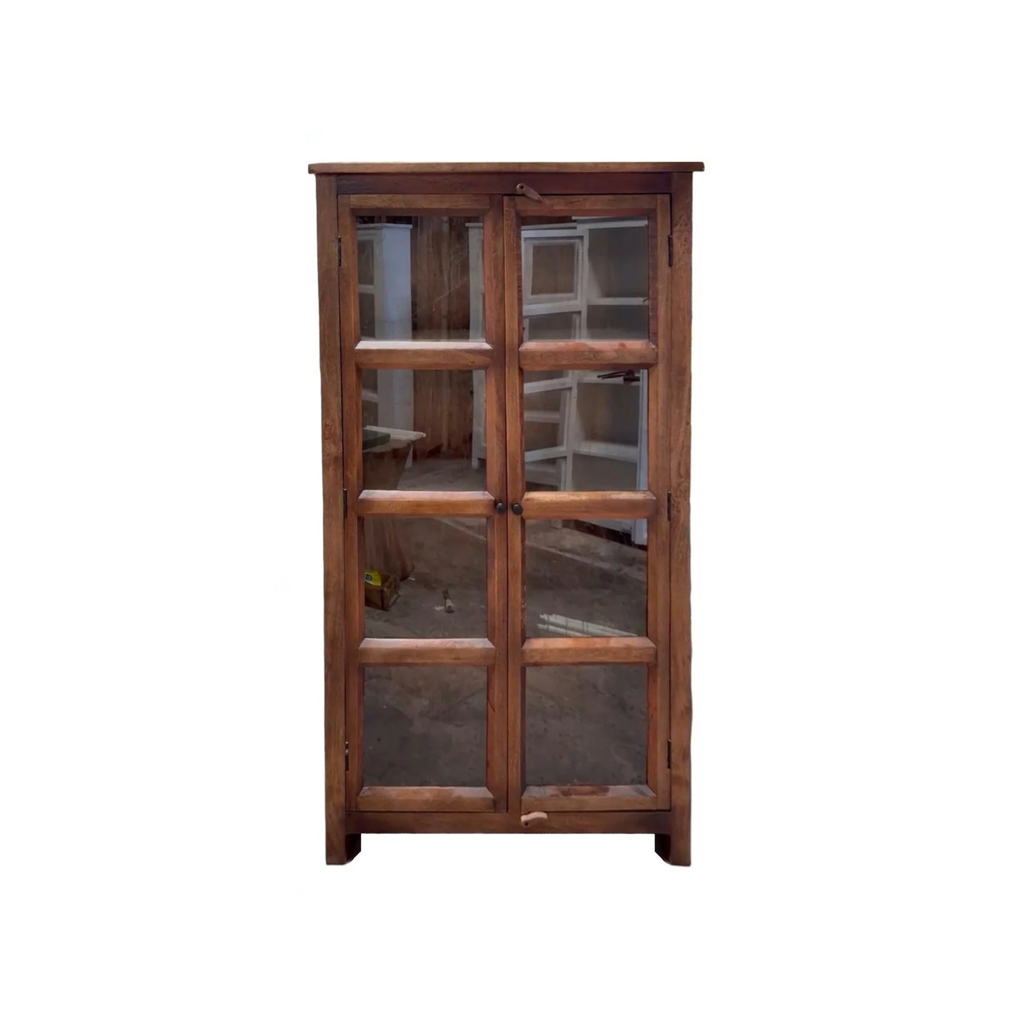 Tall wood cabinet glass doors