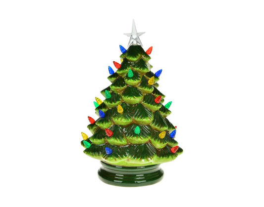 Ceramic Xmas Tree w/LED 14"