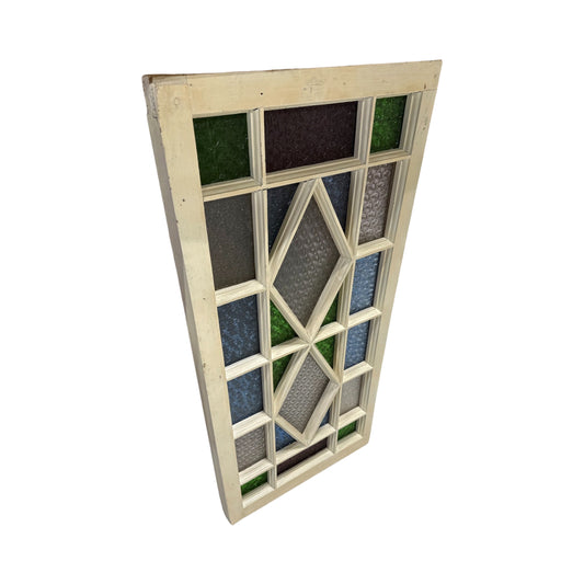 Antique stained glass window 39x19"
