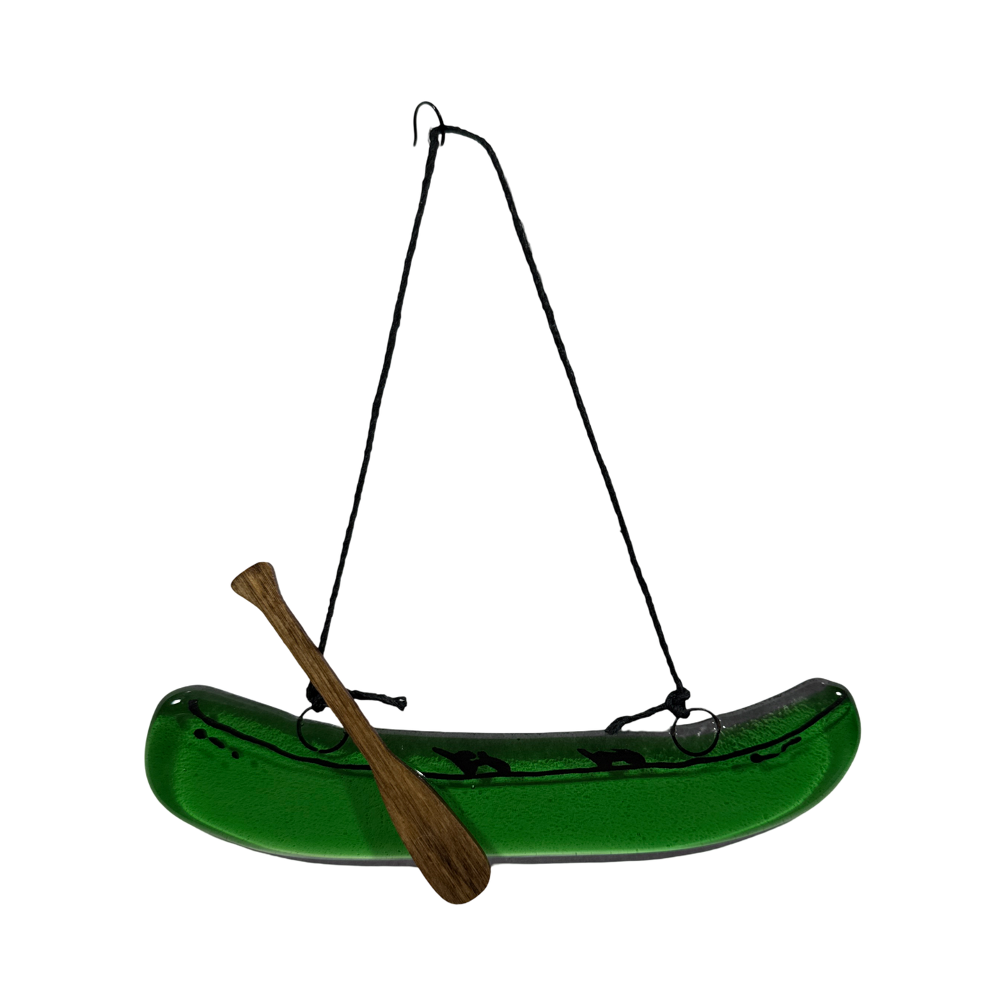 Fused glass canoe & wood paddle