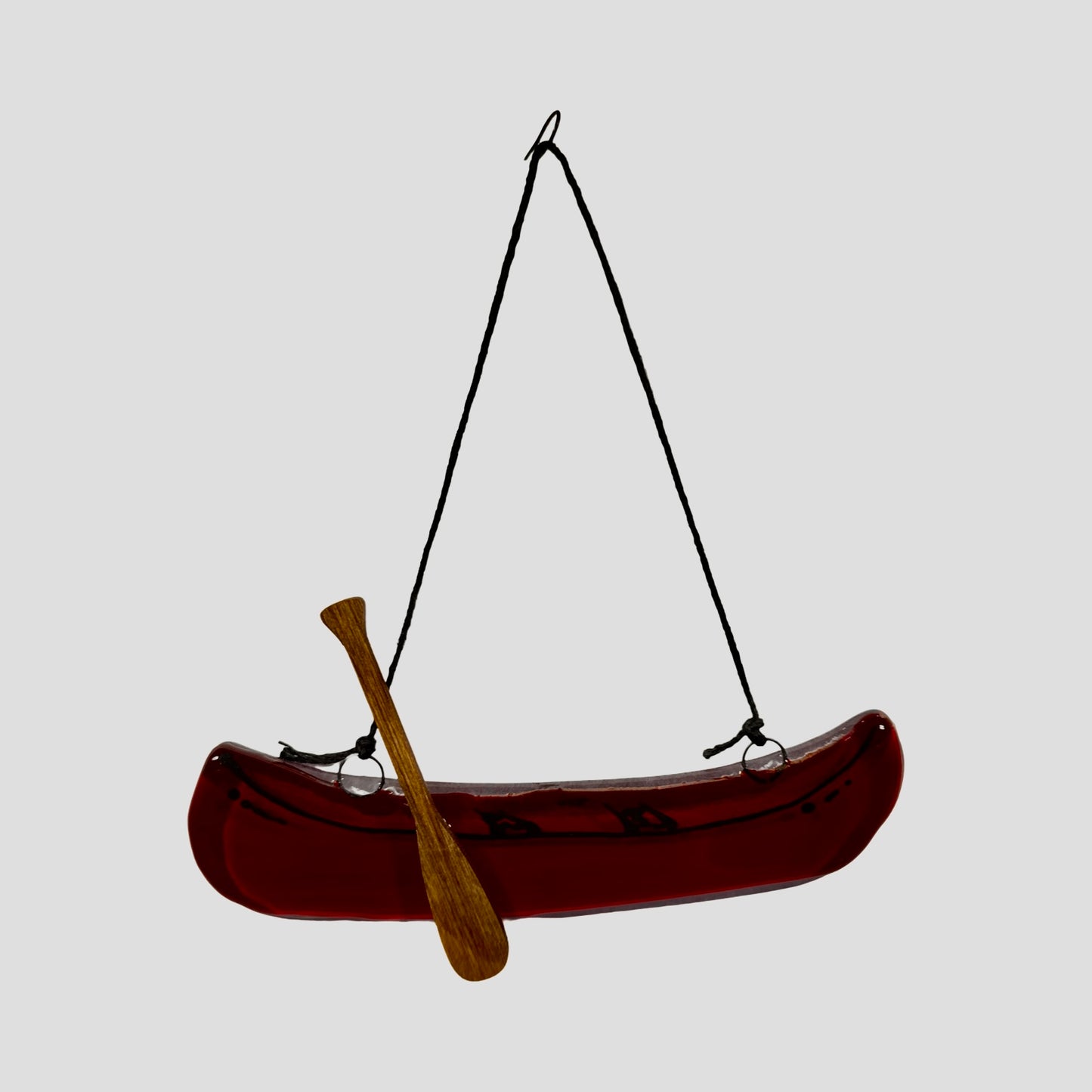 Fused glass canoe & wood paddle