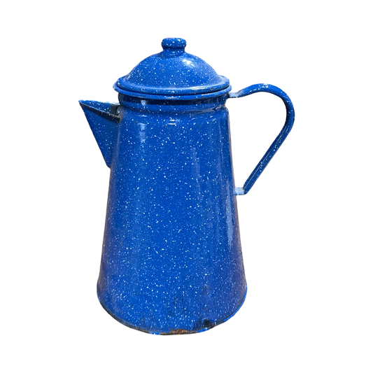 Vintage Blue Speckled Enamel Kettle