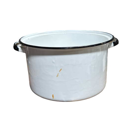 Vintage White Enamel Pot w/no lid