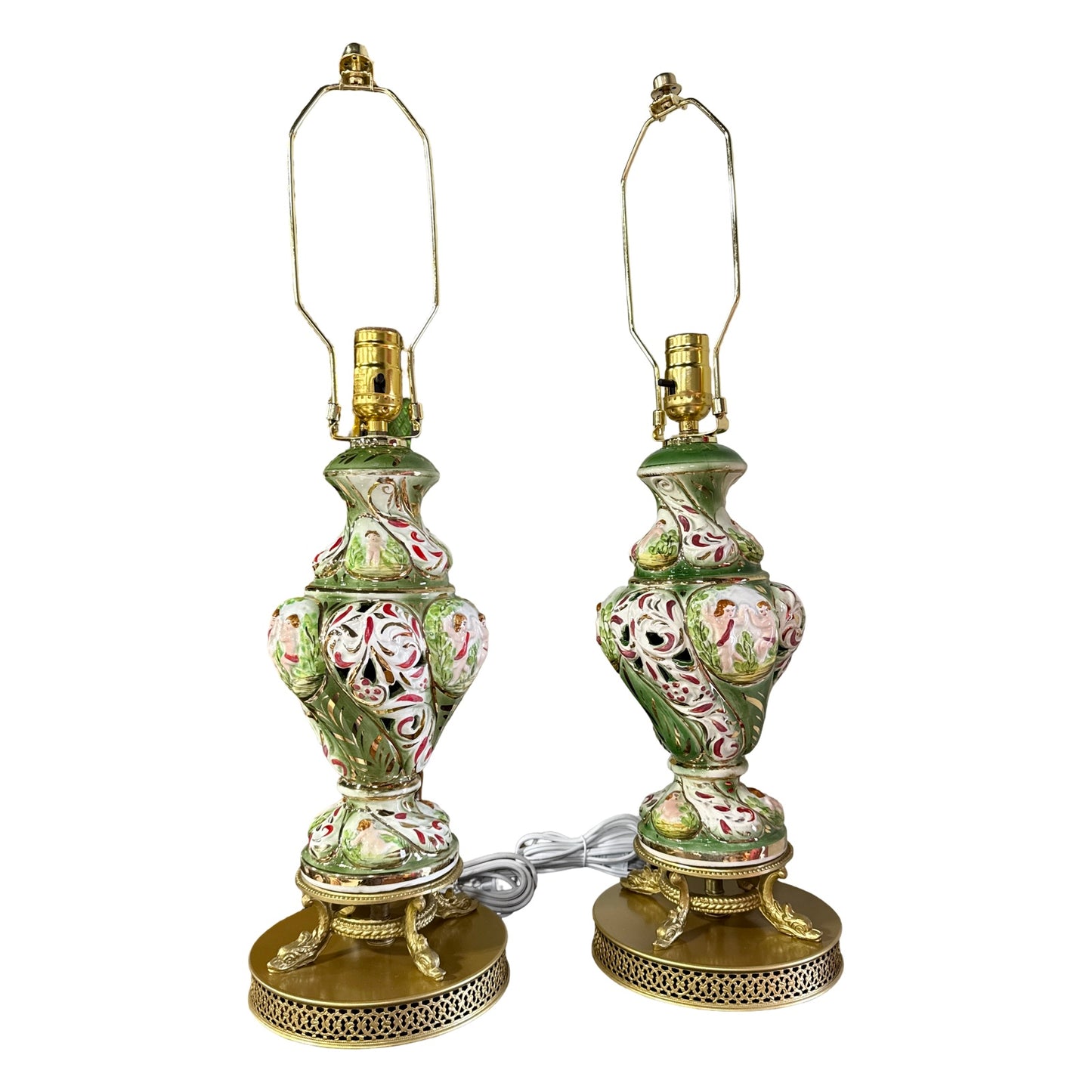 Vintage Italian Capodimonte Lamp S/2