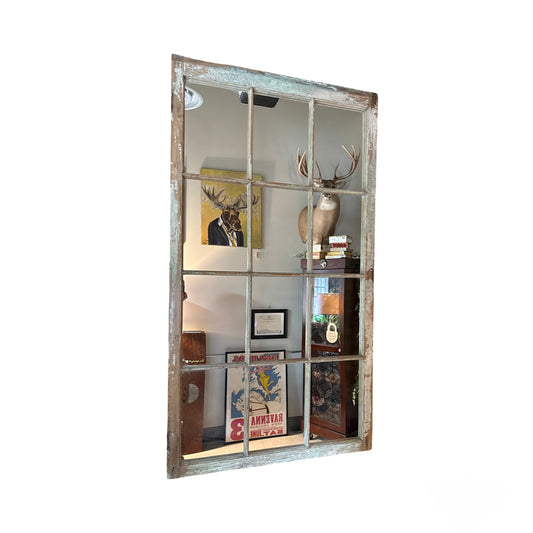 Vintage Window Pane Mirror 37.25x69"