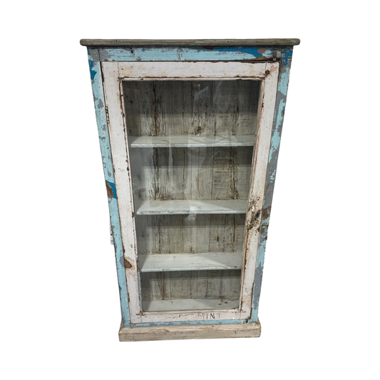 Glass front wood wall cabinet