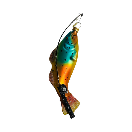 Fish & Rod Ornament 6"L