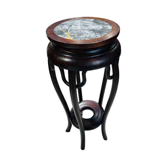 Vintage Rosewood Plant Stand w/Marble Top