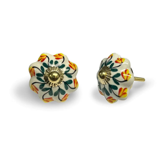 Floral Ceramic Knob