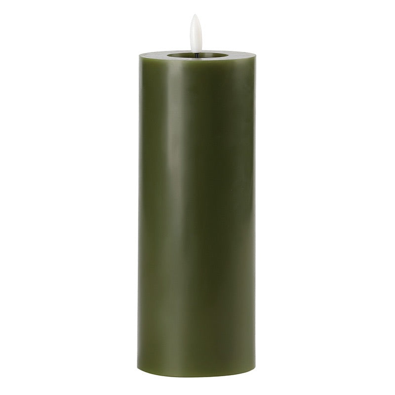 Moss Green LED Candle 3x8 inch