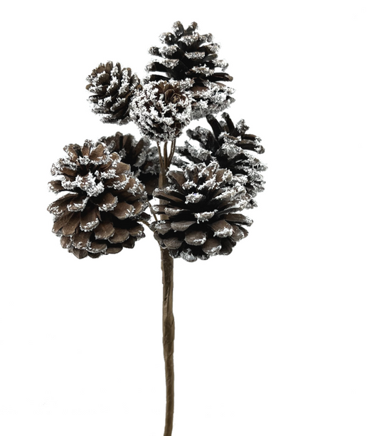 10.5" snowy pinecone pick