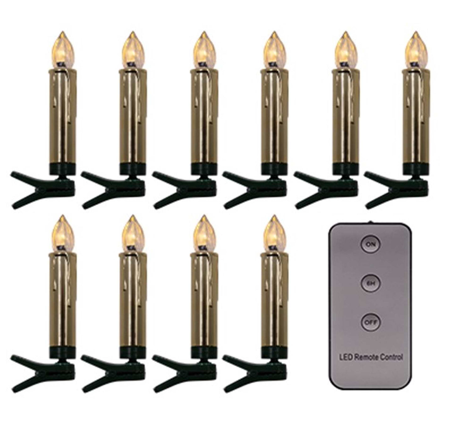 10 Clip Taper Gold Tree Candles