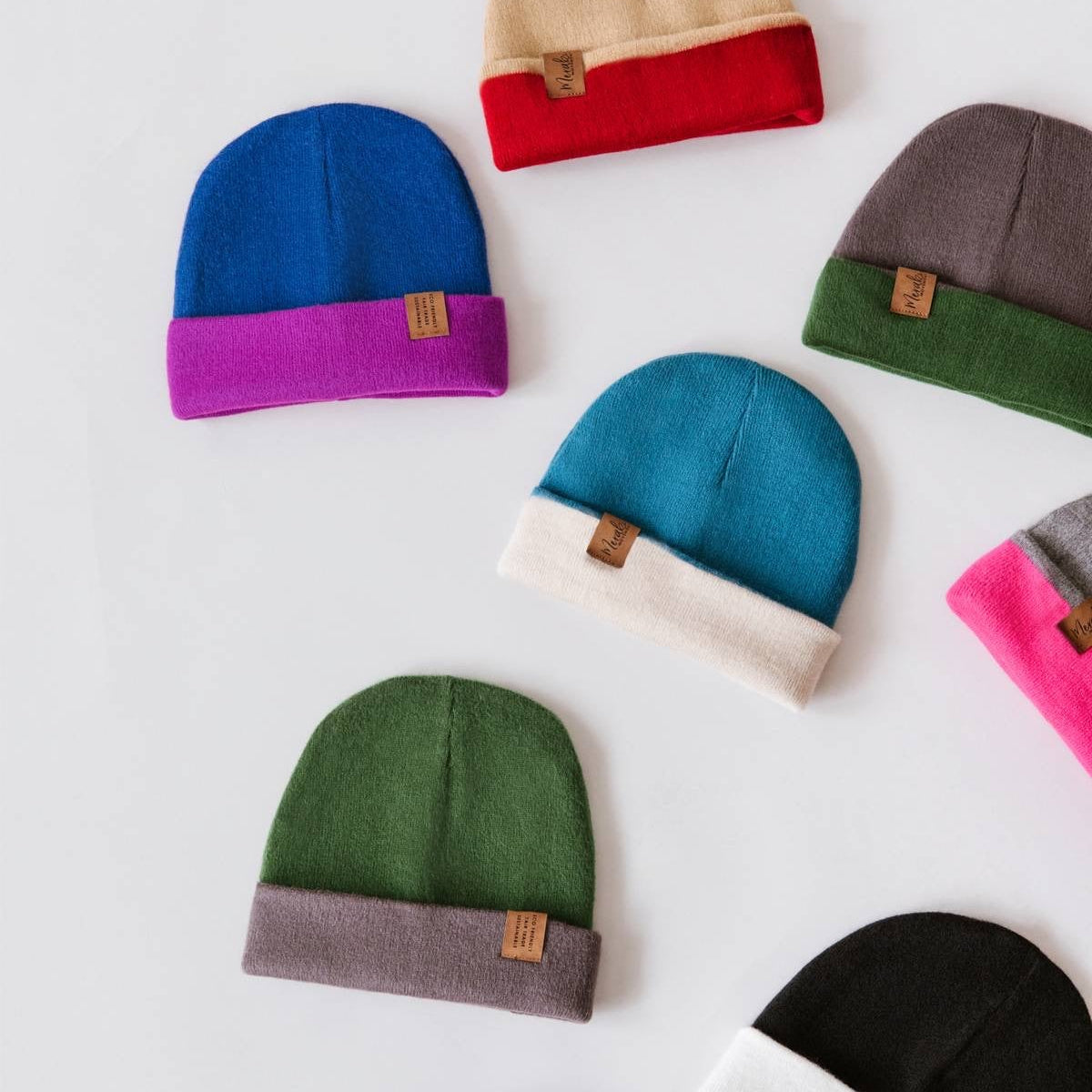 Teal & Cream Reversible Alpaca Beanie