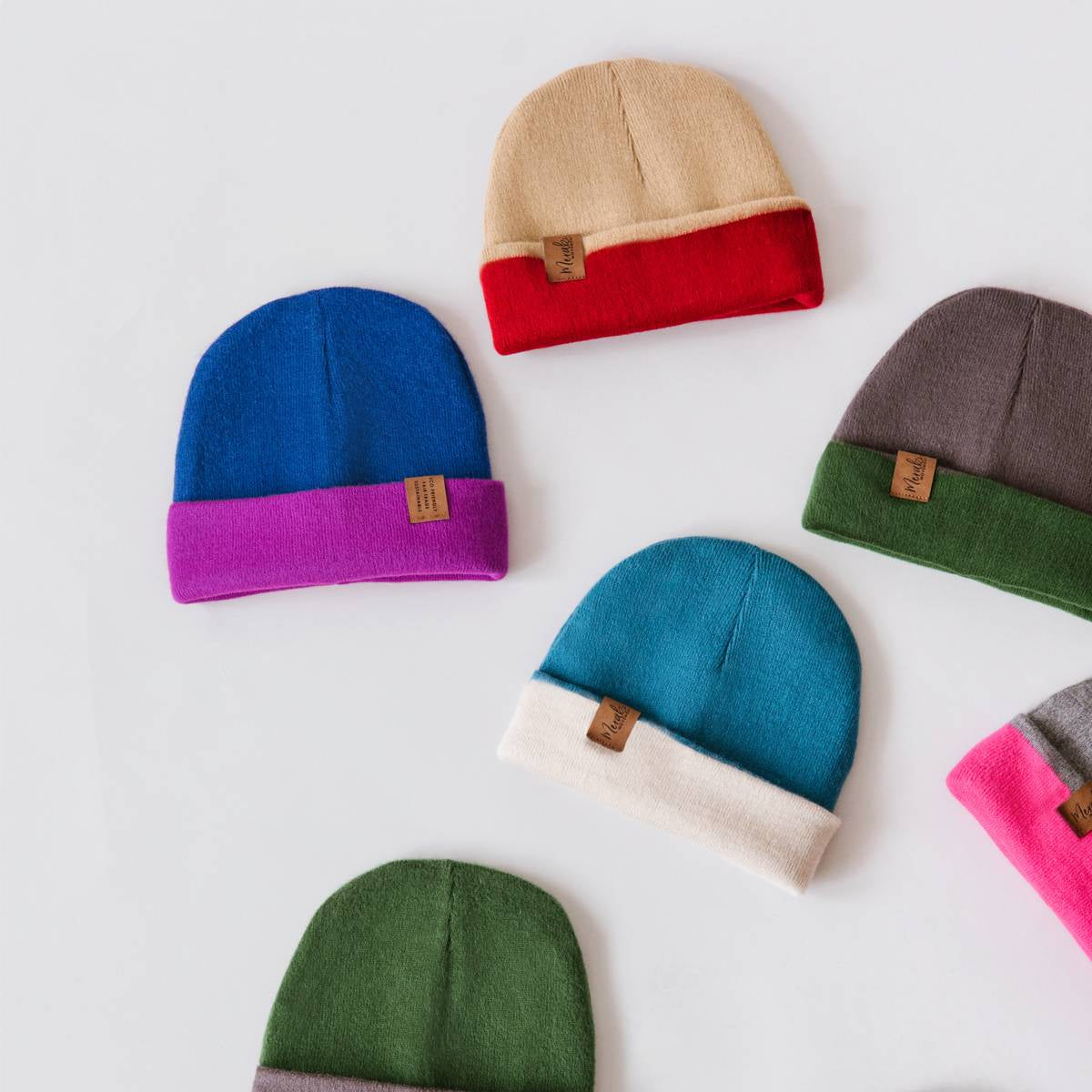 Red & Beige Reversible Alpaca Beanie