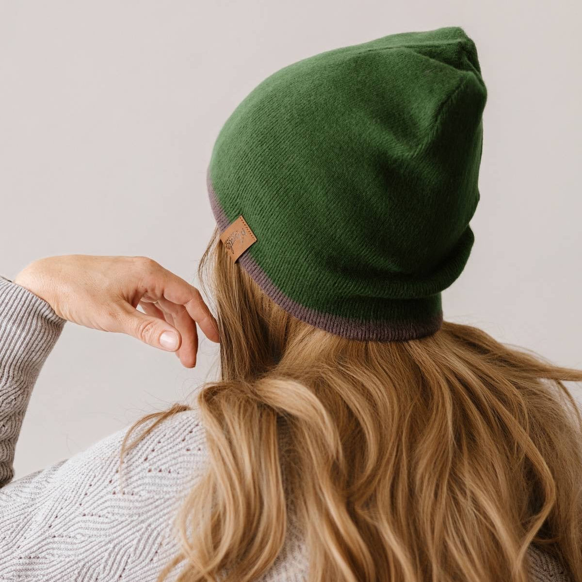 Forest Green & Grey Reversible Alpaca Beanie