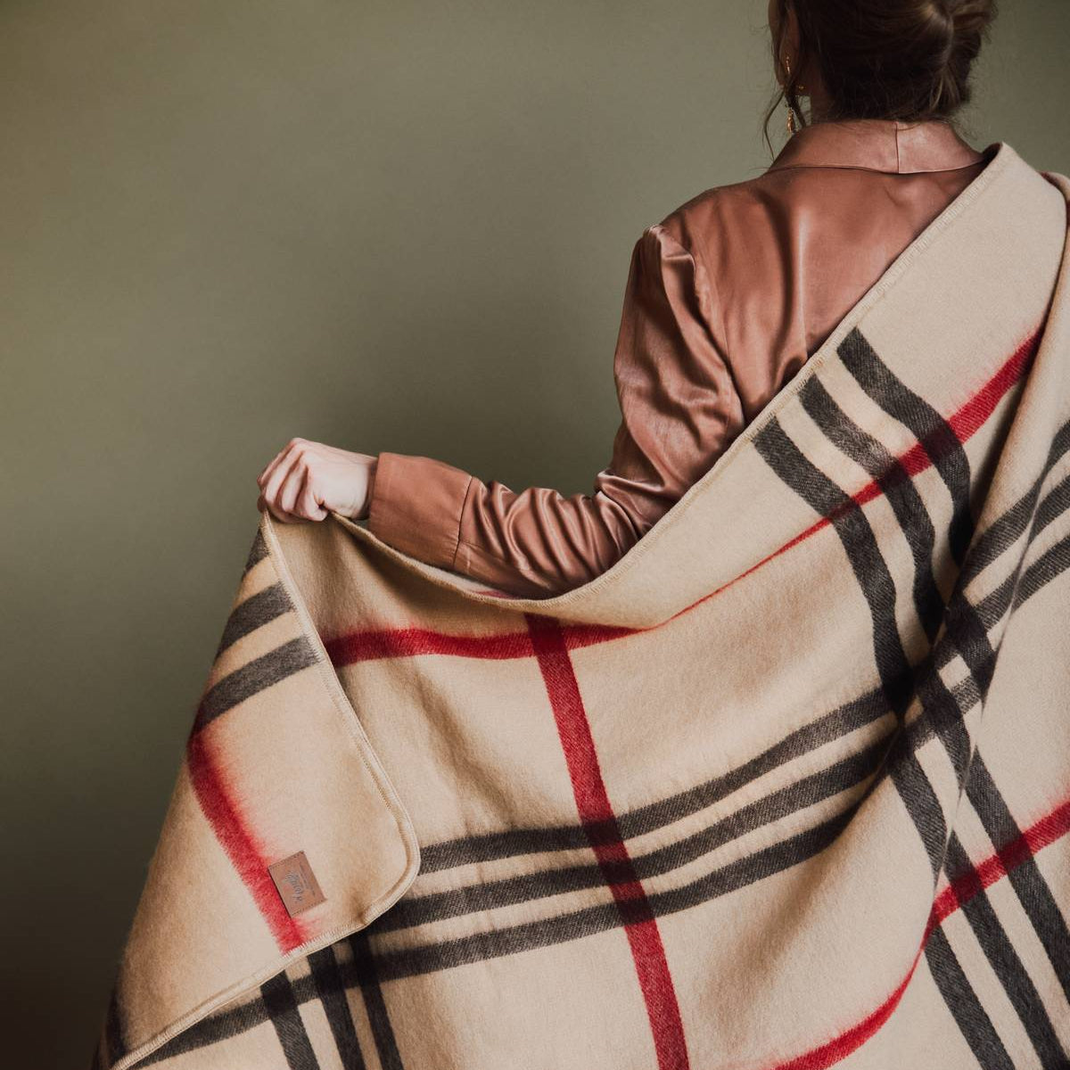 Camel Metro Plaid Alpaca Throw Blanket
