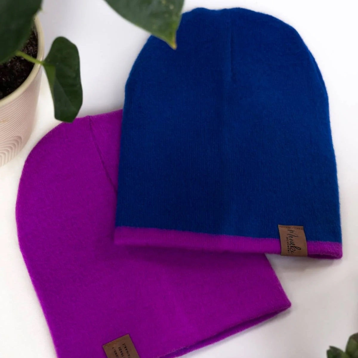 Blue & Fuchsia Reversible Alpaca Beanie