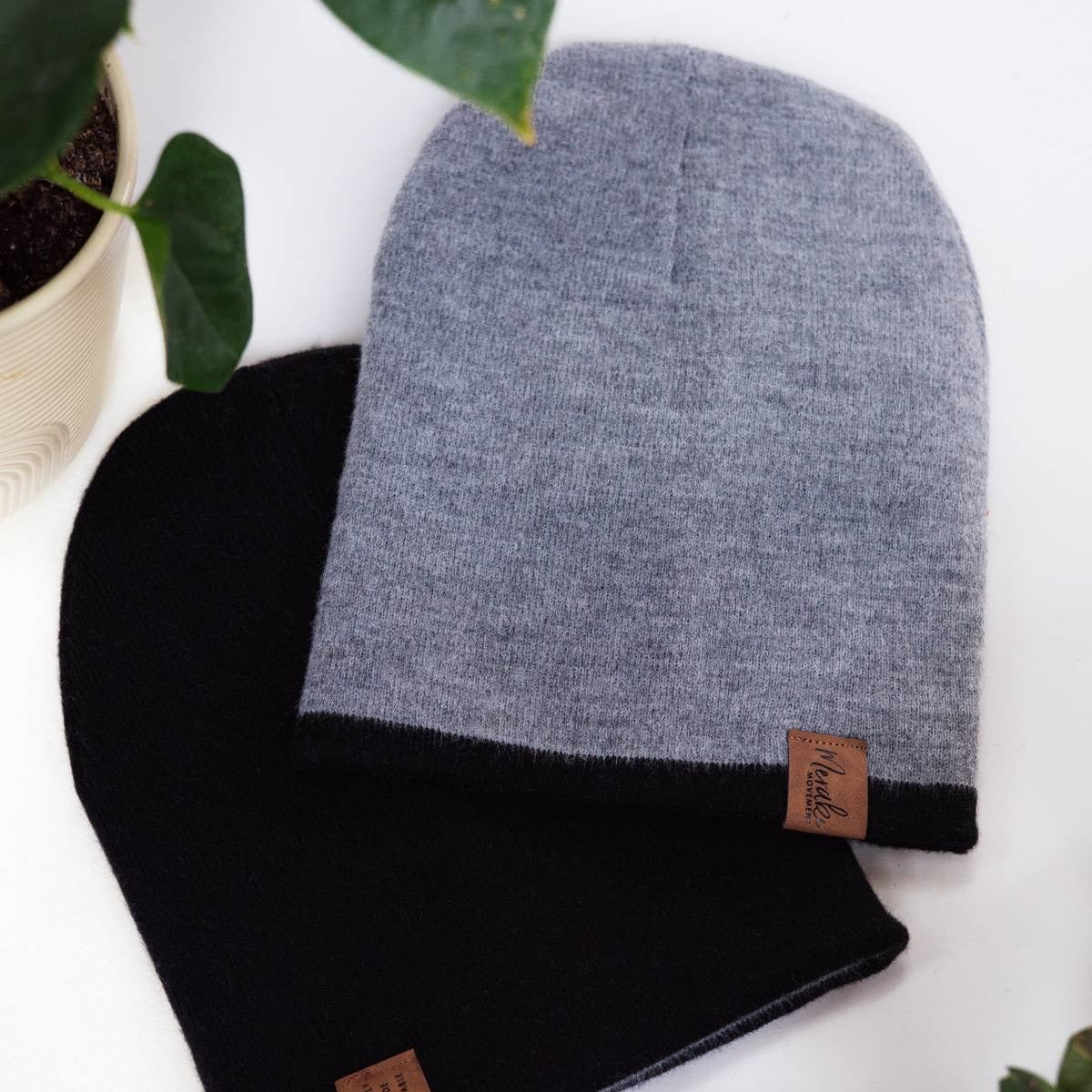 Black & Grey Reversible Alpaca Beanie