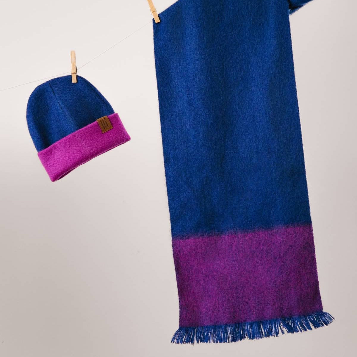 Blue & Fuchsia Reversible Alpaca Beanie