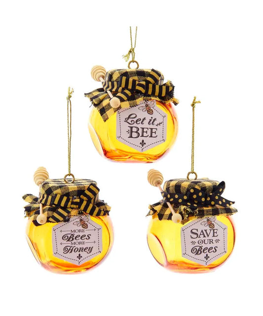 Glass honey jar ornament