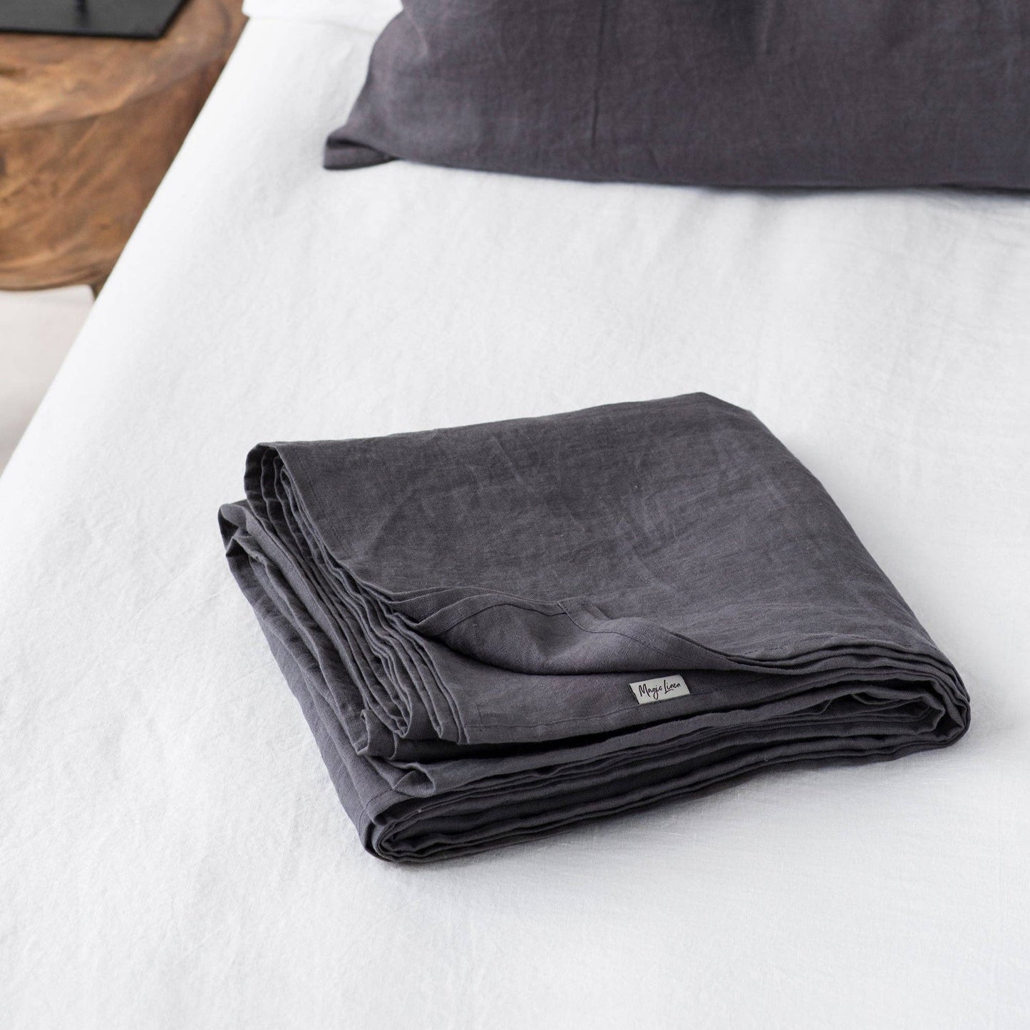 Charcoal linen flat sheet King