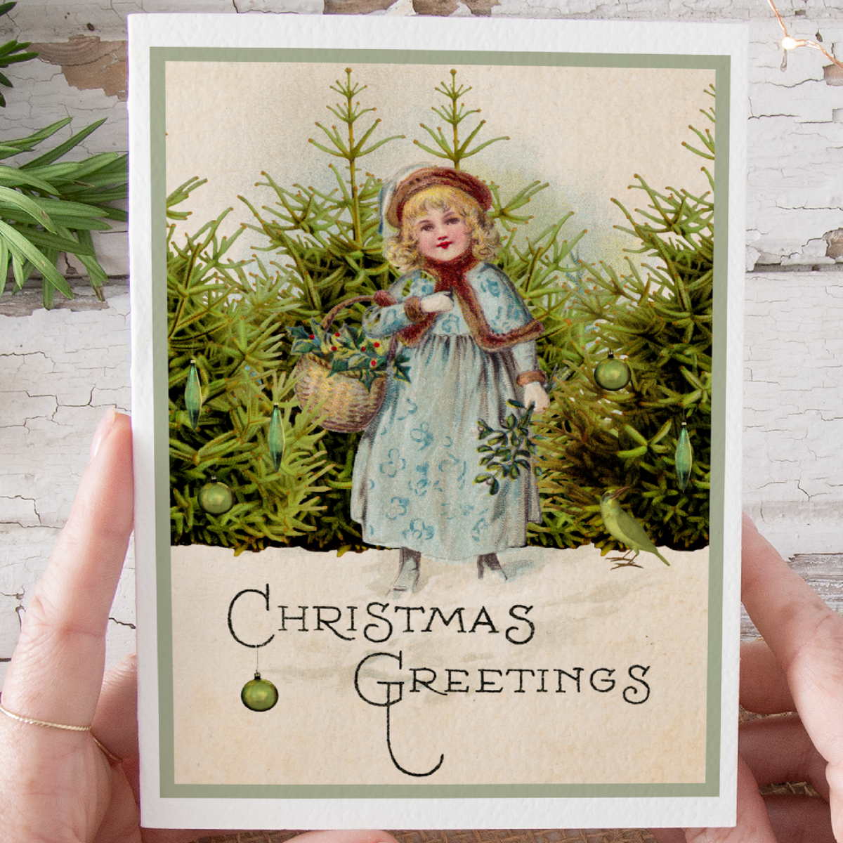 Christmas Card. Vintage Winter Girl.