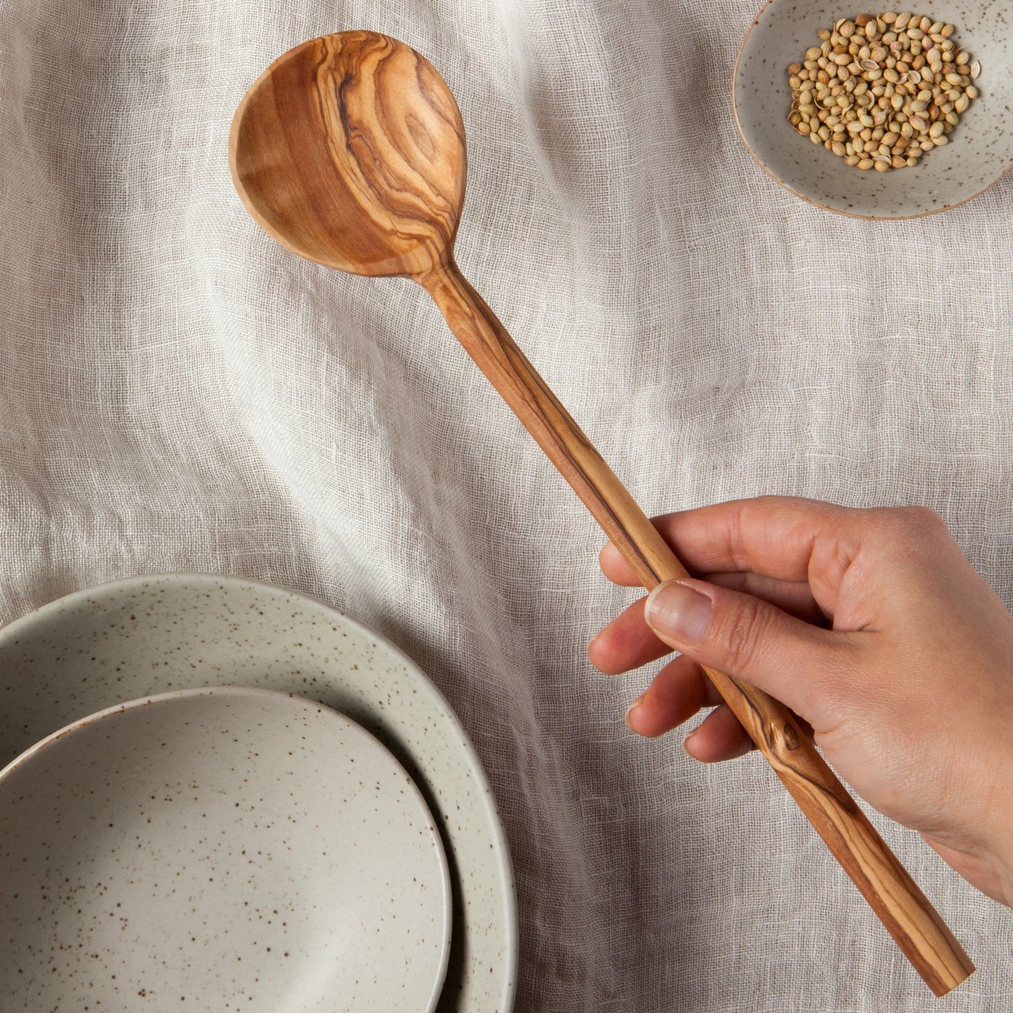 Olive Wood Round Spoon