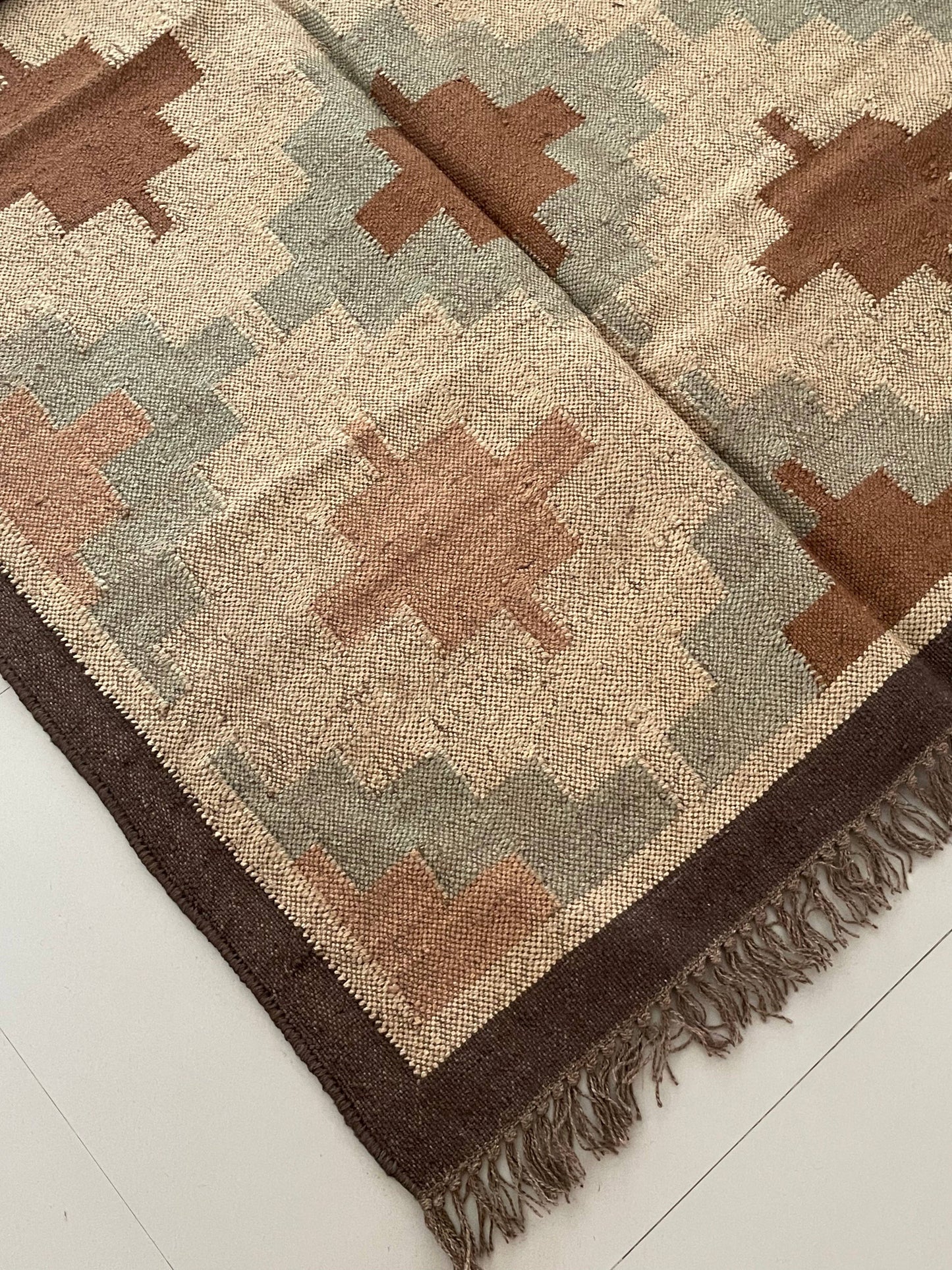 4 x 6' Jute\Wool Handwoven Kilim Rug