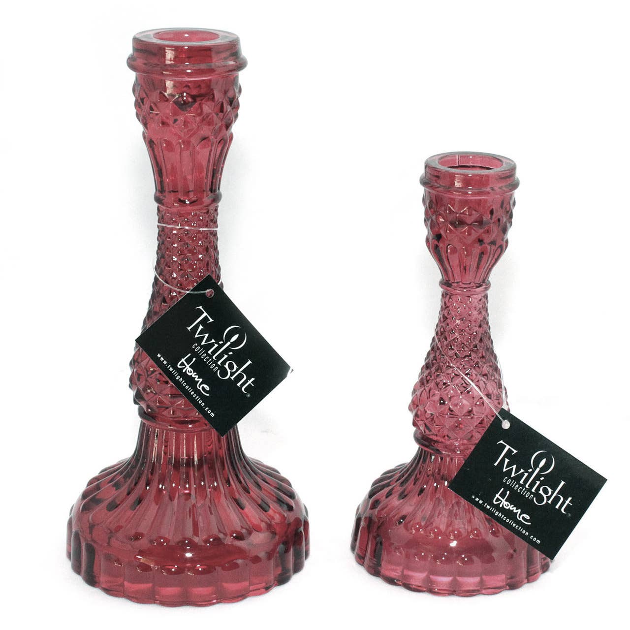 Glass Candle Holders Bordeaux: 4" Ø x 8 1/2"