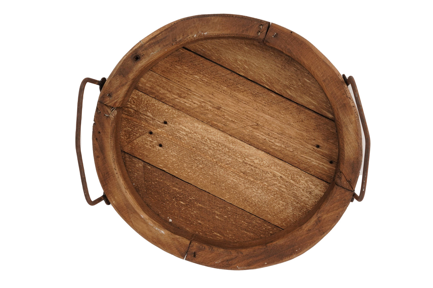 Round Farmhouse Reclaimed Wood Tray 12"
