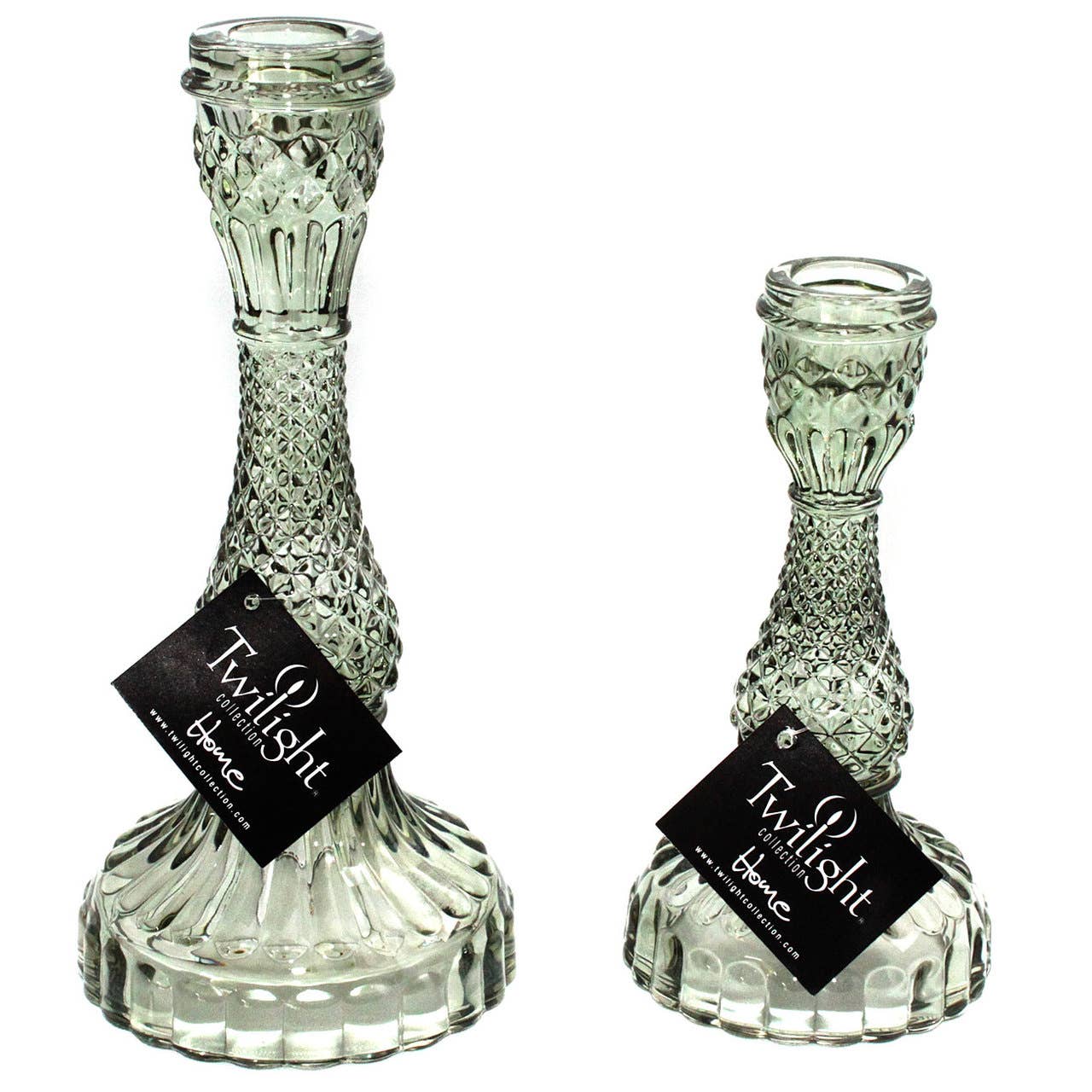 Glass Candle Holders Green: Small 3 1/3" Ø x 6 3/4"