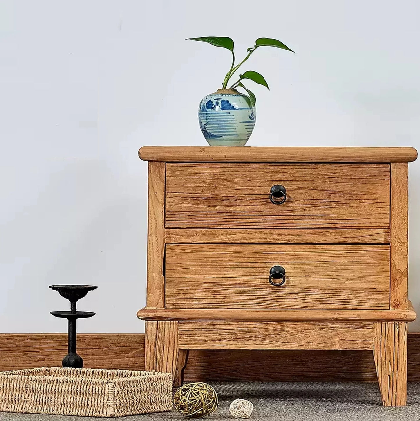 Old Elm Bedside Table