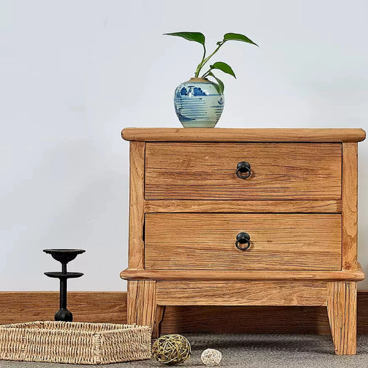 Old Elm Bedside Table