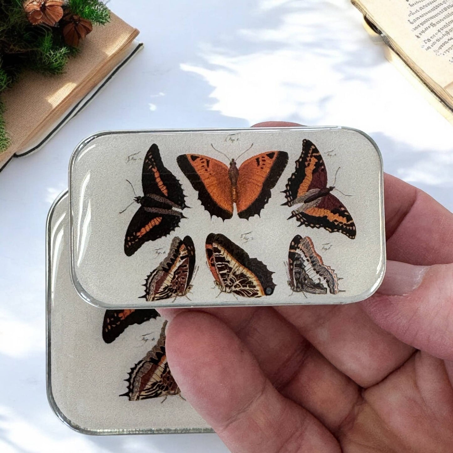 Orange Butterflies Notions Tin: Large