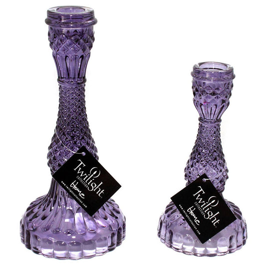 Glass Candle Holder Violet: 4" Ø x 8 1/2"