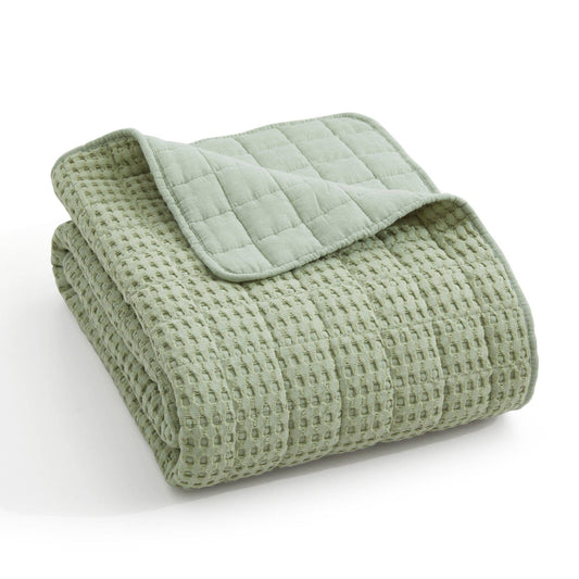 Waffle Quilted Throw Sage 50x60"
