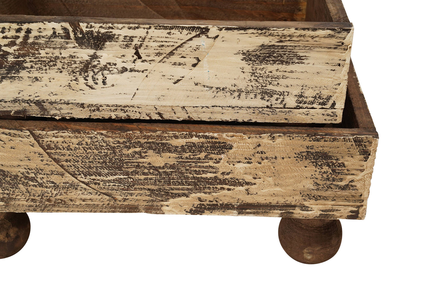 Farmhouse Tray w Feet Antiqued White