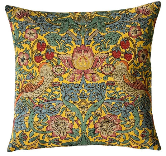 Strawberry Pickers In yellow Cushion Cover 18"