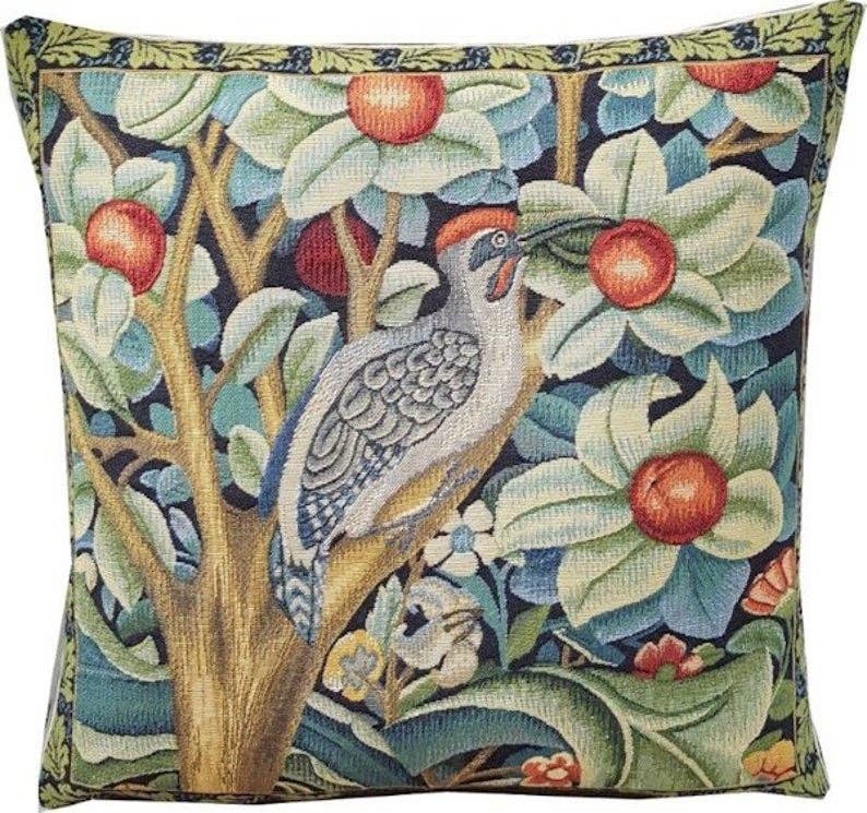 Orchard Woodpecker R by William Morris Cushion Cover 18"
