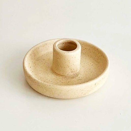 Ceramic Candlestick Holder Beige