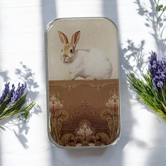 Sweet White Bunny Notions Tin: Small