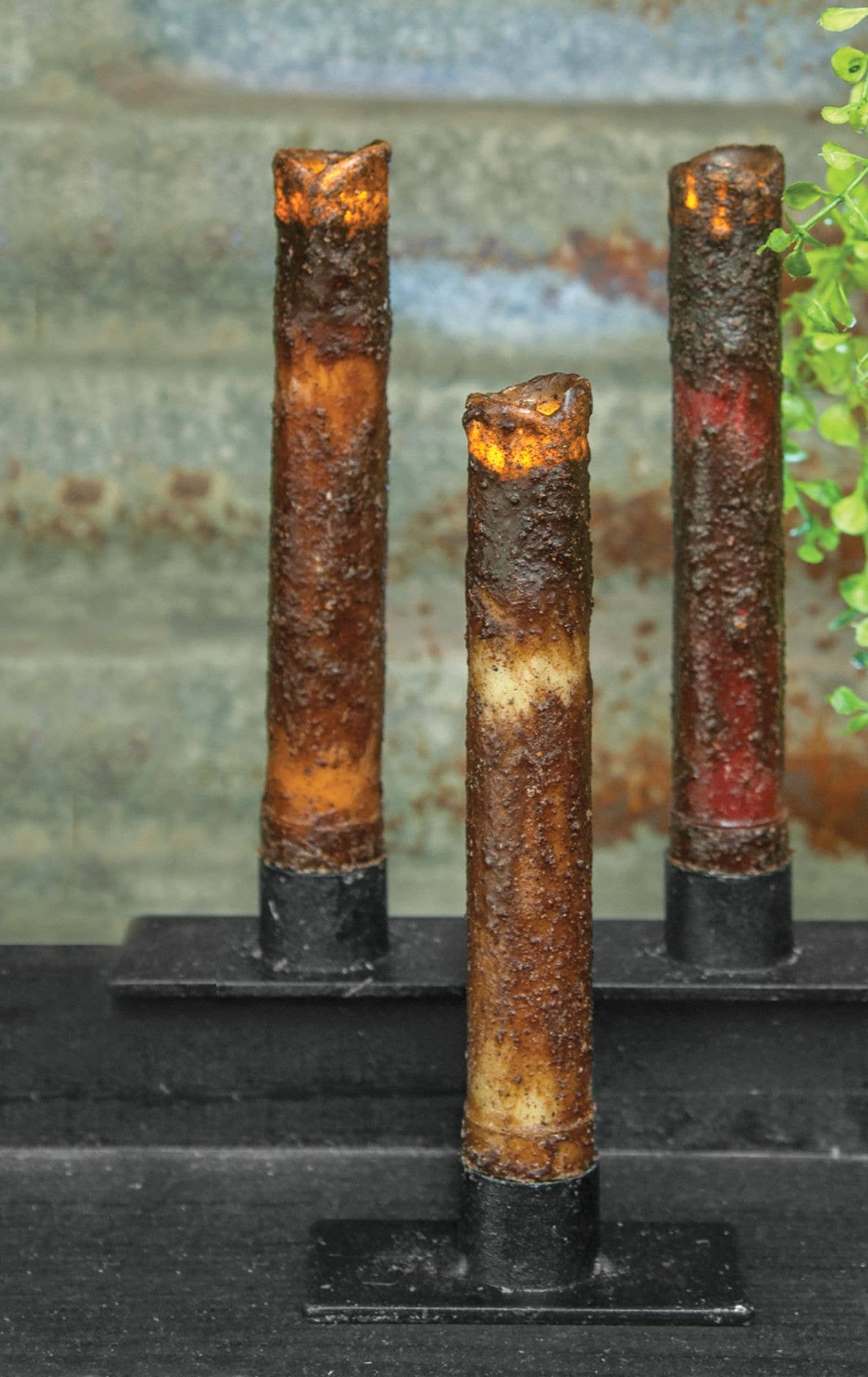 Primitive Drip Burnt Mustard Candle 6'' Timer